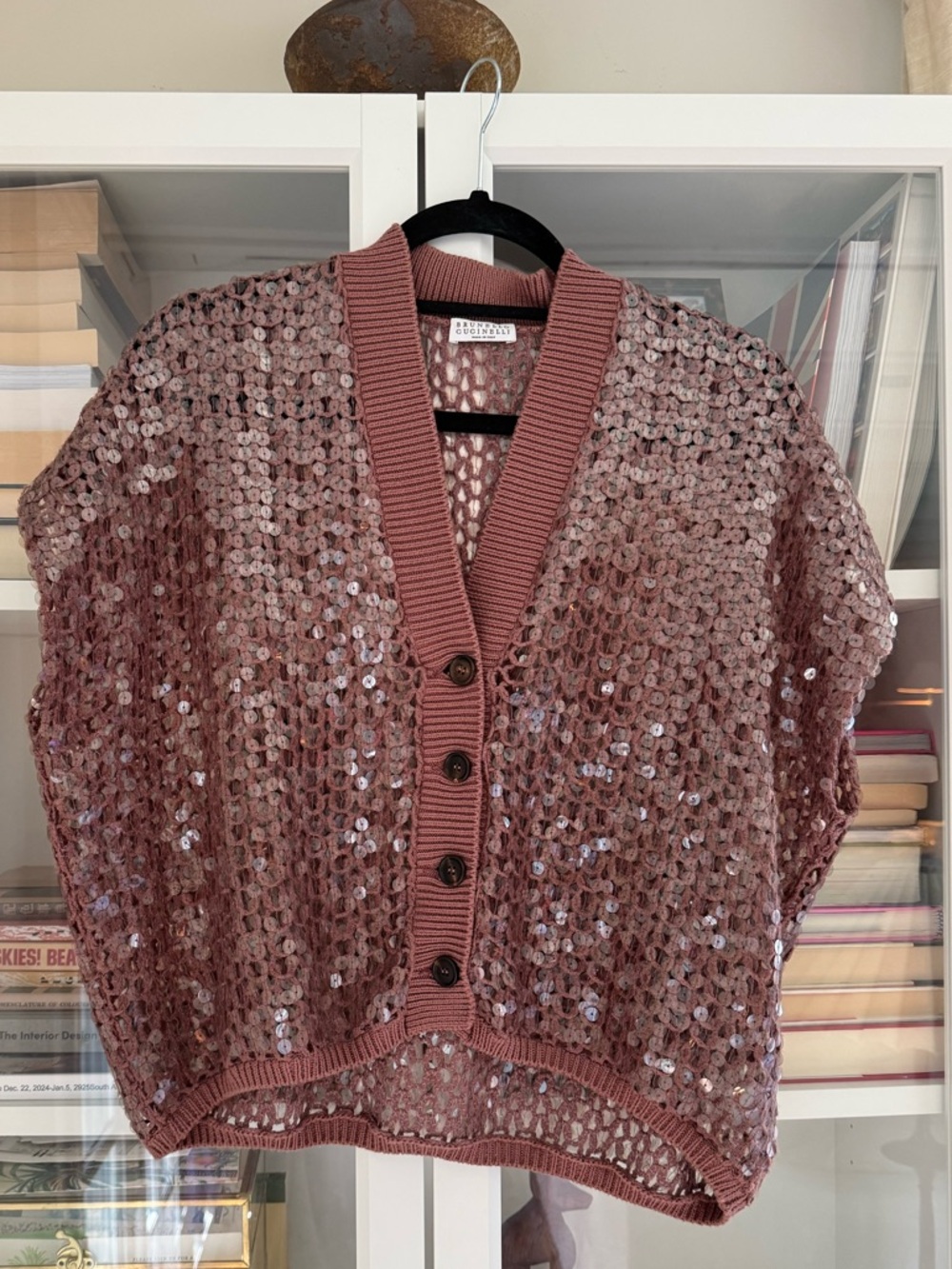 Brunello Cucinelli Sequin Knit Cardigan Top Size S